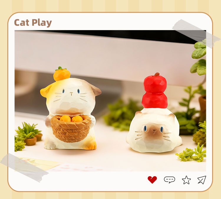 The cat PAI is indeed fun. The blind box Siamese cat figurine is a creative couple and becomes a figurine desktop birthday gift for women pic 26