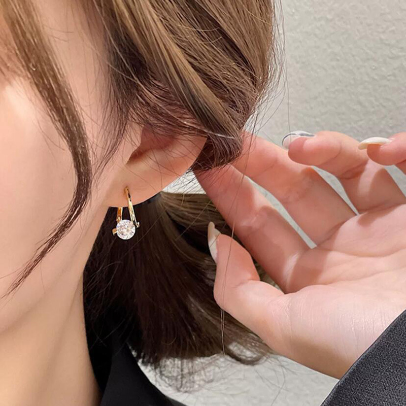 韩国东大门不规则气质轻奢耳钉s925银针简约设计感锆石耳环耳环批详情4