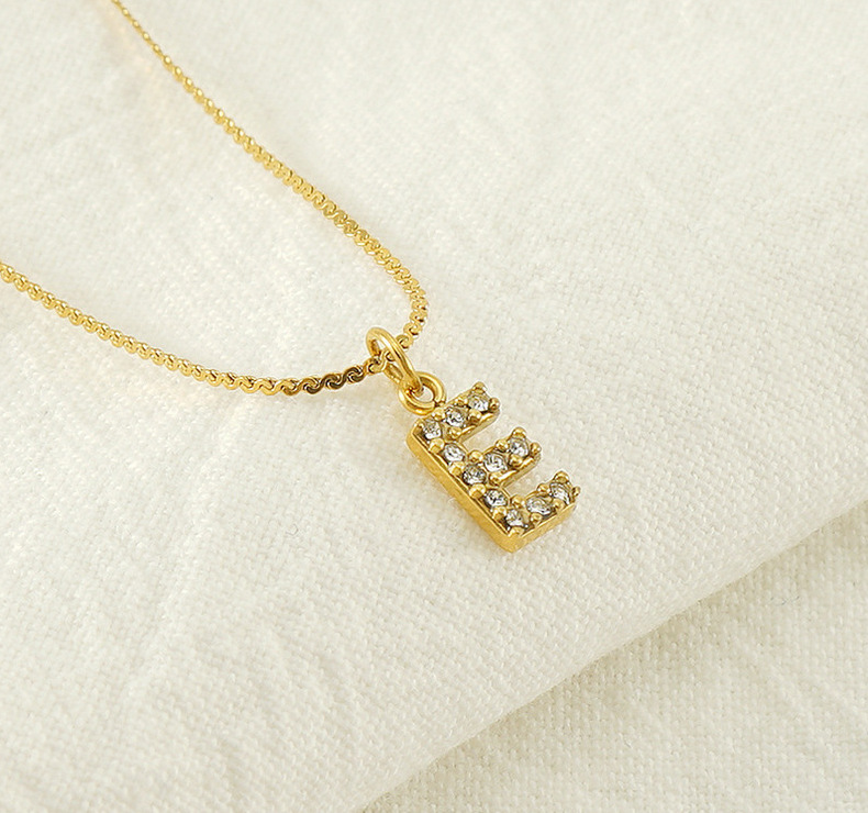 Cross-border European, American, French fashion, versatile stainless steel letter necklace, gold-plated and diamond-encrusted, simple style, fine S-shaped chain for women pic 19