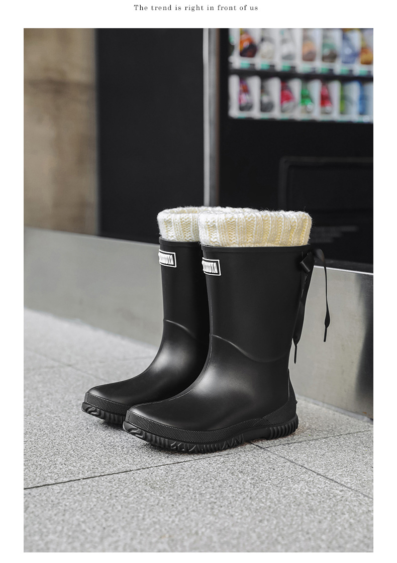 跨境时尚中高筒雨鞋女甜美学生百搭雨靴软底防滑露营鞋防水洗车鞋详情14