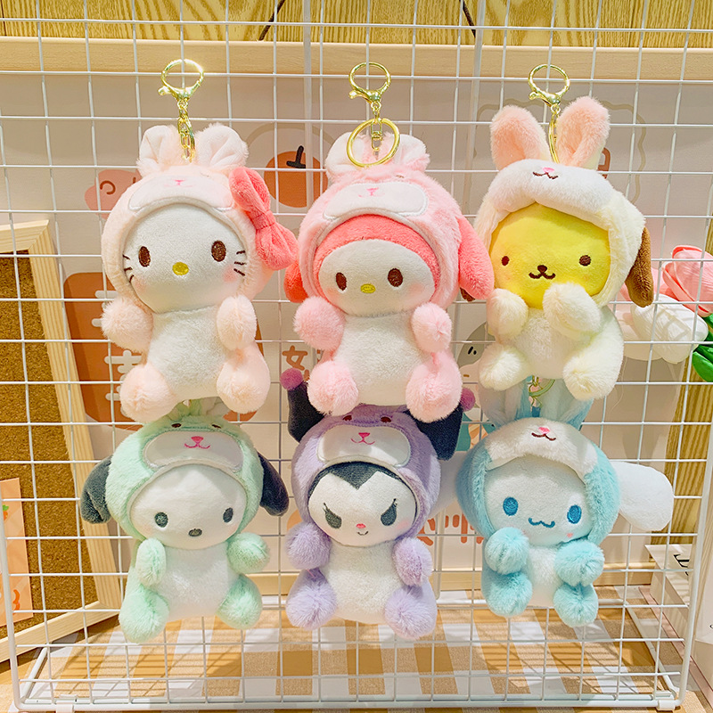 Wholesale of cartoon dolls, plush rabbit ears, stuffed toys, backpacks, pendants and accessories, toys, schoolbags, keychains and pendants pic 1