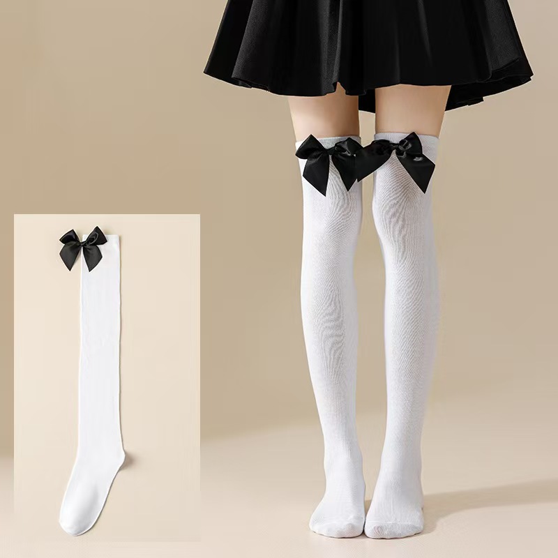 跨境圣诞节过膝袜蝴蝶结毛球长筒袜条纹袜圣诞绿白斜条纹长筒袜详情18