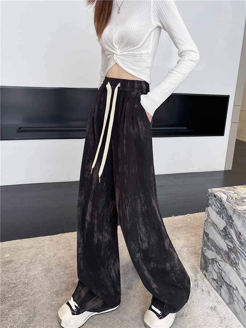 Autumn tie-dyed wide-leg pants, dirty pants, high-waisted, slimming, casual straight-leg loose floor-length pants for women pic 8