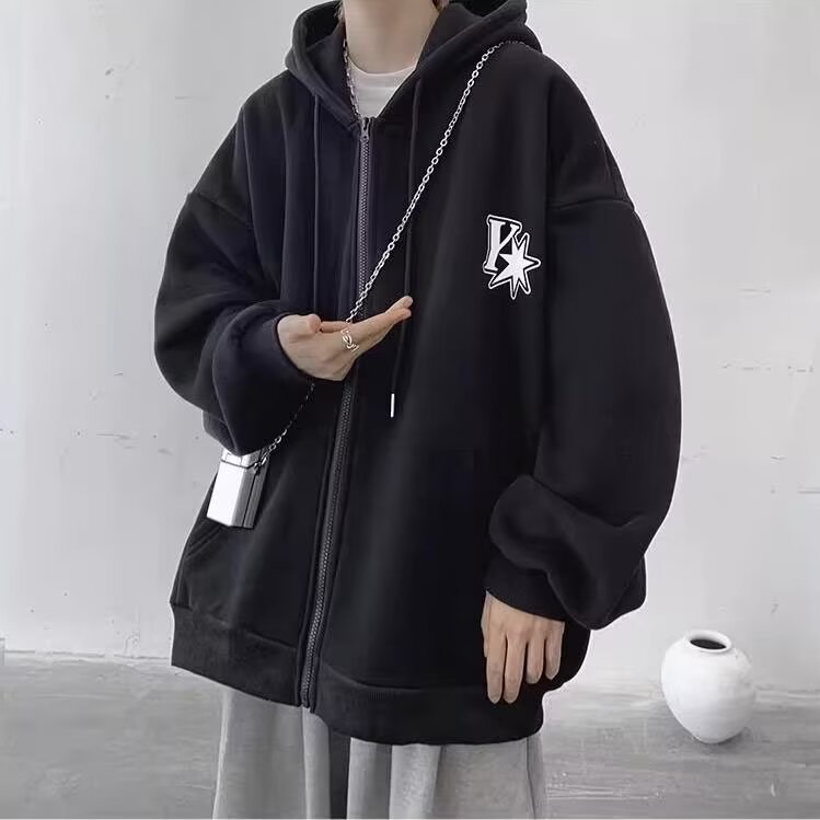 美式潮牌外套男士春秋季2024新款运动连帽开衫卫衣男生衣服夹克详情7