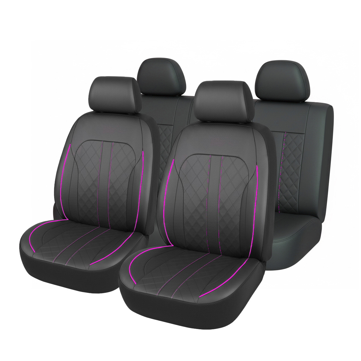 跨境亚马逊汽车座椅套菱格全皮pu欧美俄罗斯通用气囊线座椅套详情8