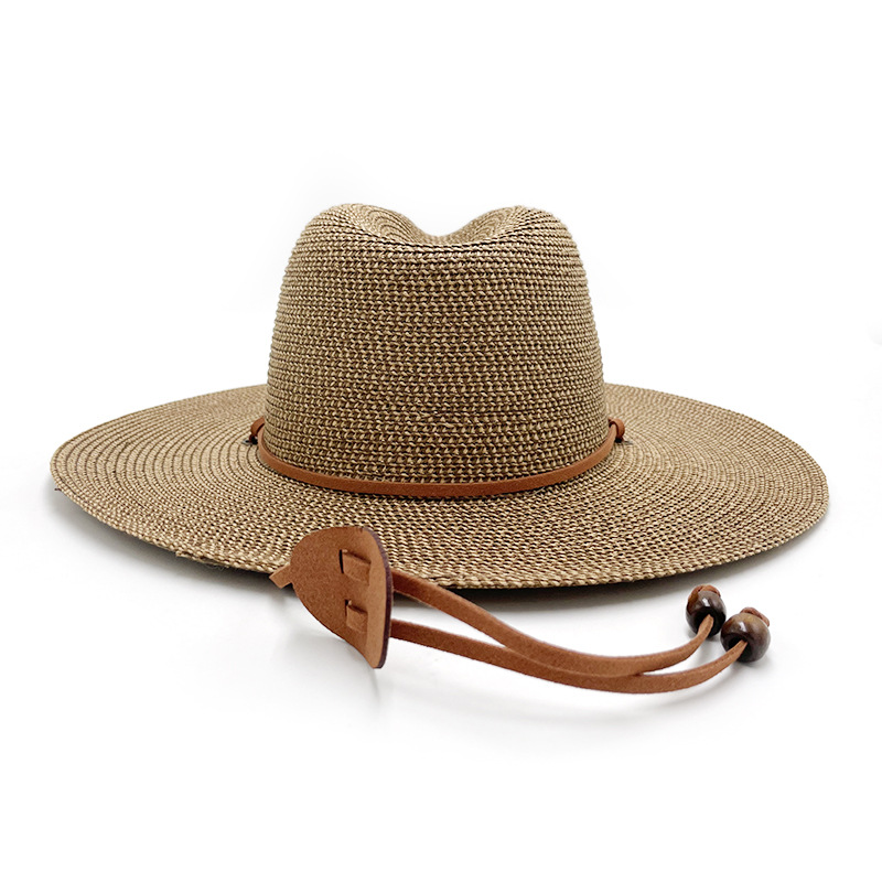 跨境爆款夏季草帽韩国绒绳巴拿马礼帽男女牛仔遮阳防晒帽子详情14