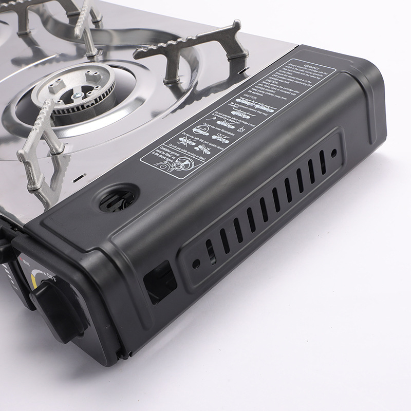 多功能双口卡式炉不锈钢面板一擦即净双眼户外便携瓦斯炉批发详情9