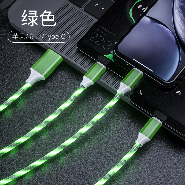 Cross-border one-to-three optical data cable, suitable for Apple Type-C Android marquee light-emitting charging cable for vehicle-mounted use pic 13
