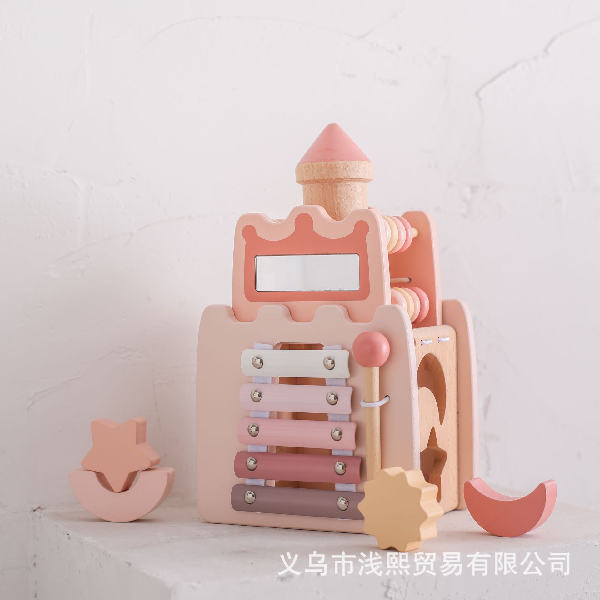 木质卡通儿童早教城堡小公主早教益智多功能玩具敲琴配对拼插玩具详情23