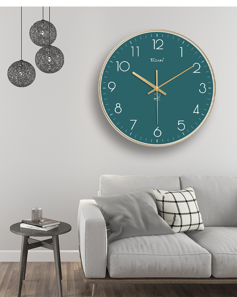 钟表挂钟客厅家用轻奢免打孔静音自动对时电波时钟挂墙厂家代批发详情19