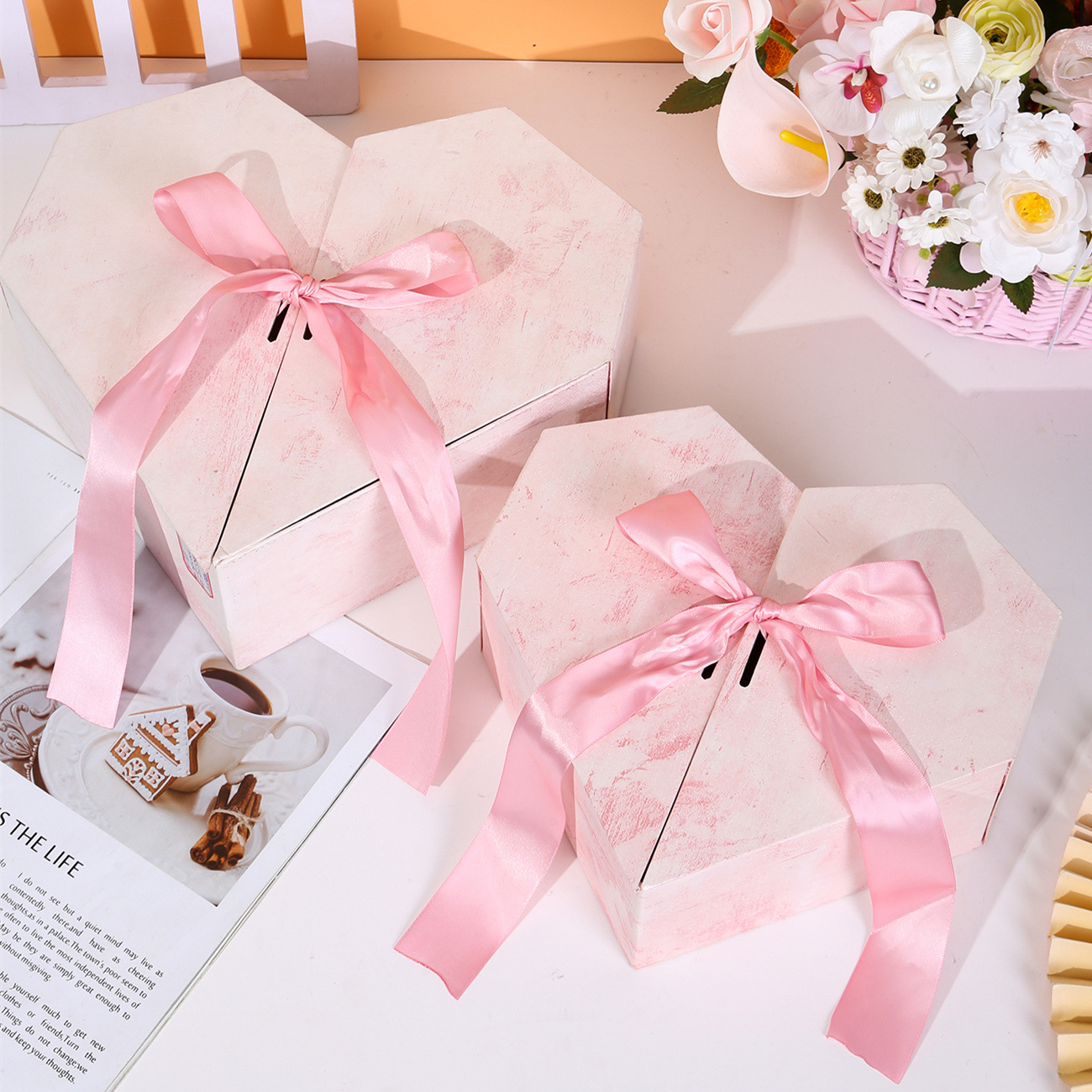 Creativo doble puerta amor caja de regalo caja de embalaje de flores tanabata san valentín caja de regalo en stock pic 12