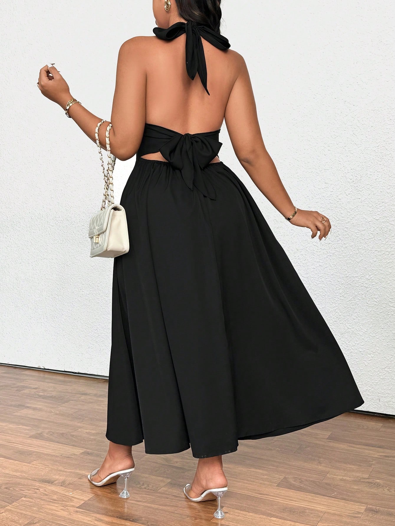 国际temu热卖大码女装法式名媛气质连衣裙夏季新款V领宴会礼服裙详情7