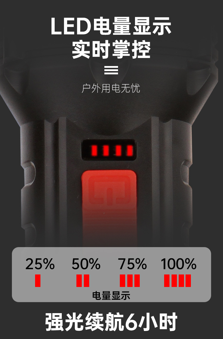 Wholesale of hand-held lighting flashlights for outdoor camping, large-capacity waterproof LED high-intensity flashlights and emergency lights pic 7