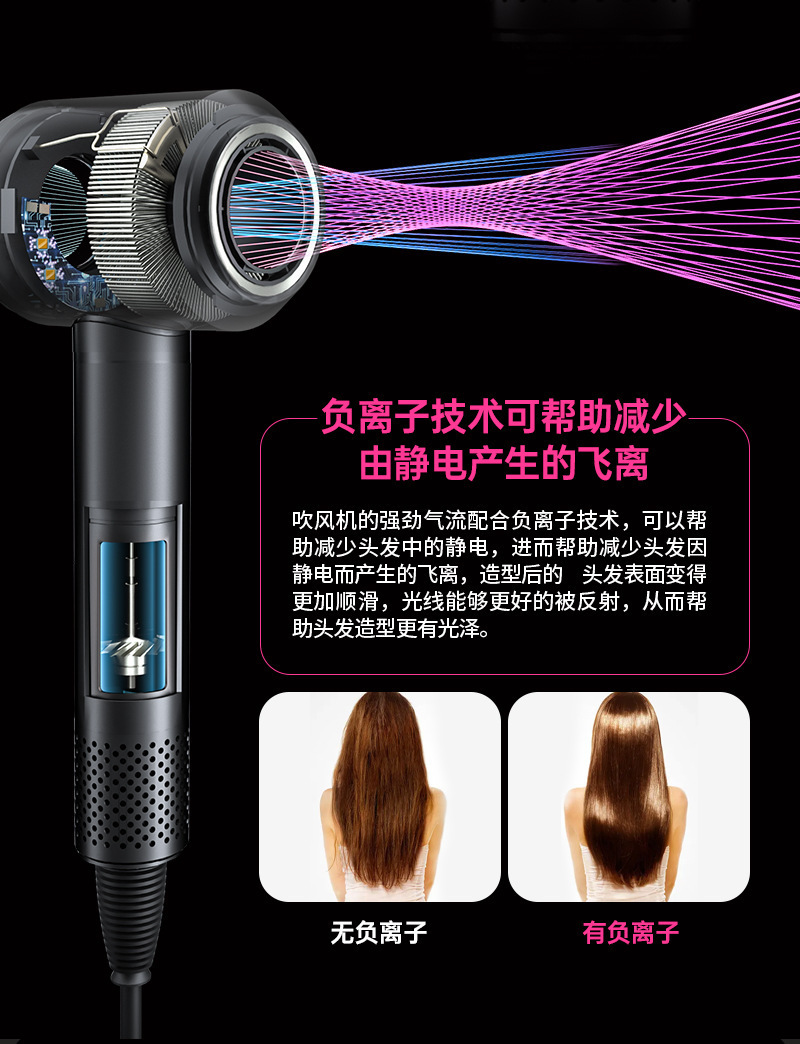 某森无叶高速电吹风机大功率不伤发家用静音Hairdryer详情8