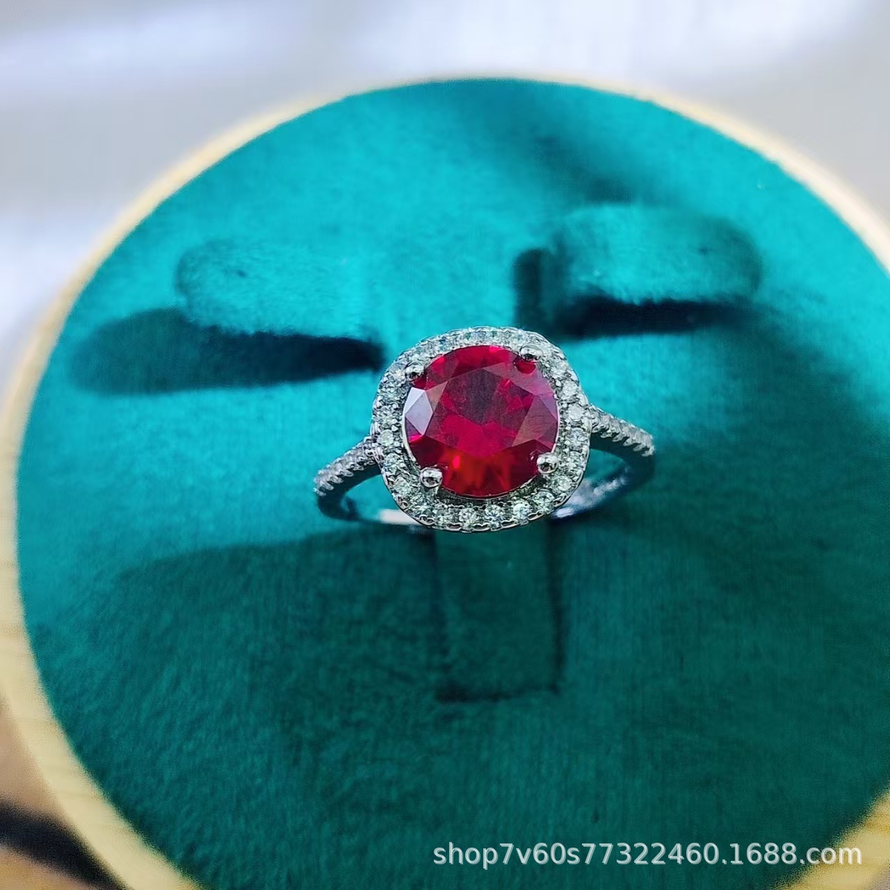 热卖珠宝首饰2克拉圆形培育鸽血红红宝石开口戒指女时尚彩宝戒指详情44