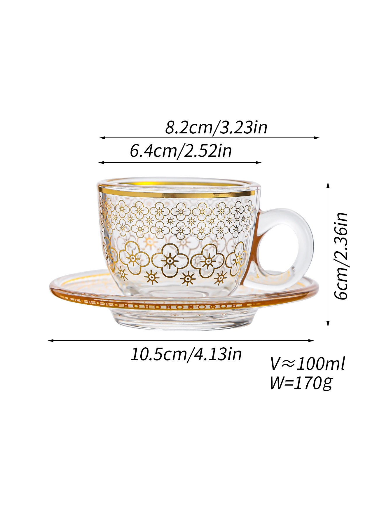 Nordic transparent gold-painted creative tea cups, glass cups, light luxury heat-insulating coffee cups and cold drink cups pic 12
