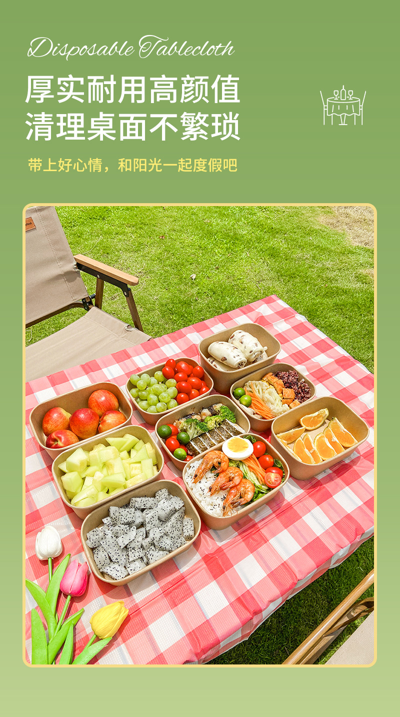 批发一次性桌布户外春游郊游格子野餐布防水防油台布背景布包邮详情4