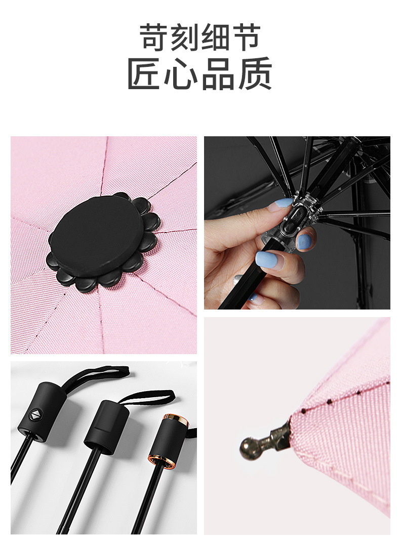 全自动雨伞黑胶UV防晒防紫外线太阳伞8骨三折伞礼品广告伞印logo详情12