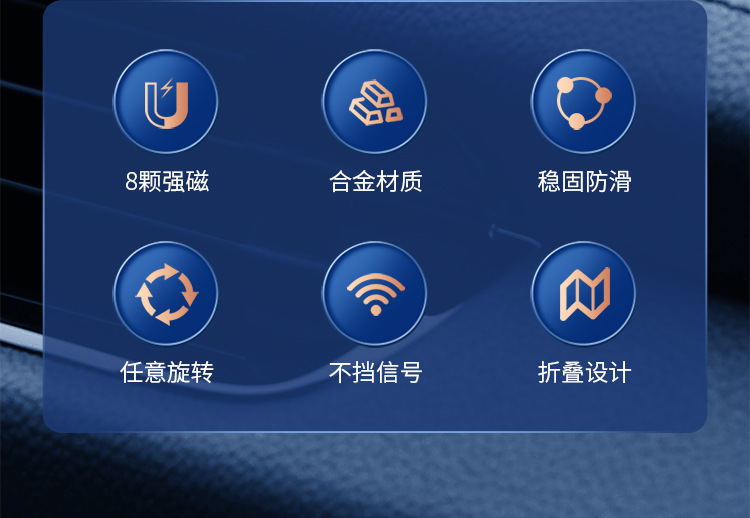 车载手机支架金属强磁性360度旋转折叠任意贴车载仪表台导航支架详情2