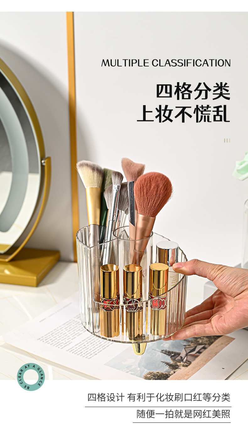 Light luxury makeup brush storage bucket, eyebrow pencil comb storage bucket, dressing table desktop, lipstick storage box, cosmetic pen holder pic 3