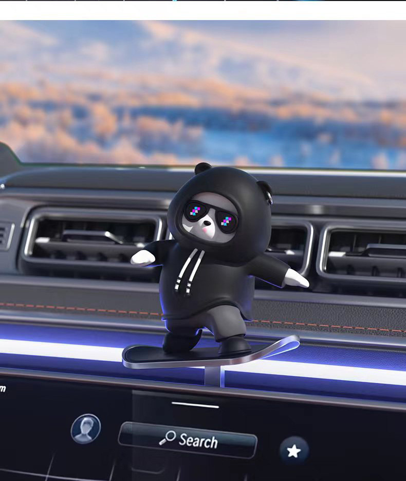 The new Dynamic Bear car decoration, a creative car cartoon skateboard bear, is a sliding decoration for the central control screen inside the car pic 14