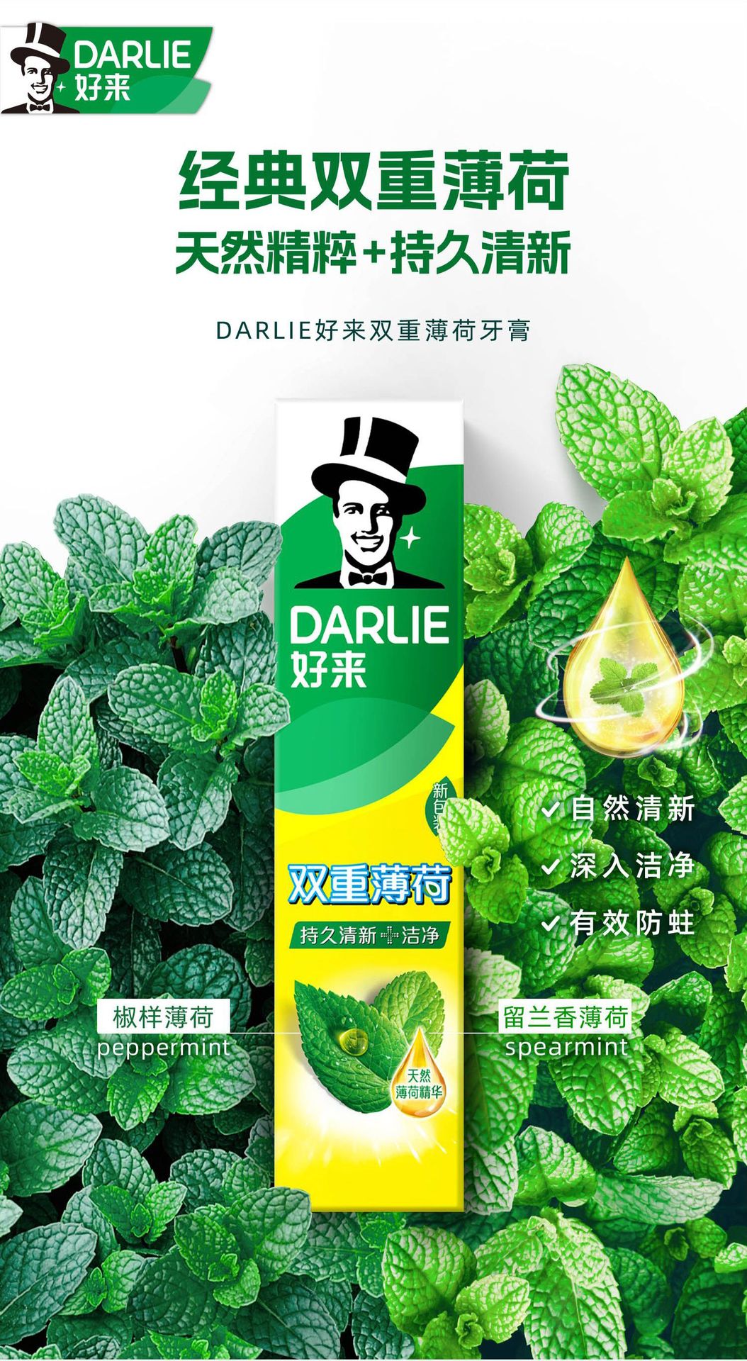 DARLIE好来原黑人牙膏双重薄荷超白系列可选牙膏120g清新口气批发详情3