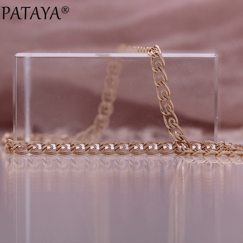 PATAYA585 rose gold genuine gold color retention electroplating fashionable Italian-style copper bracelet and necklace matching pic 2