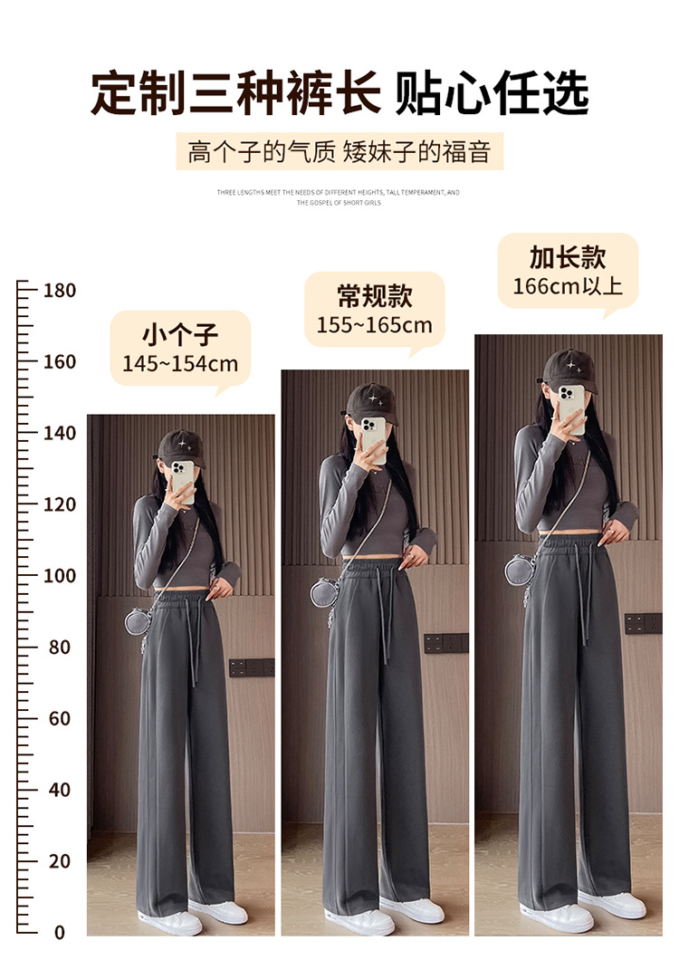 深灰色运动阔腿女秋冬加绒宽松慵懒休闲卫裤外穿窄版直筒香蕉长裤详情22