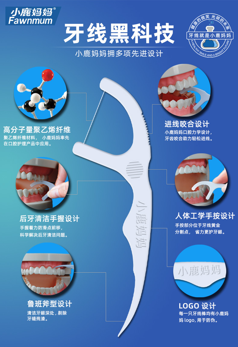 小鹿妈妈牙线 高细一次性牙线棒桶装剔牙线牙签盒装定制批发工厂详情6