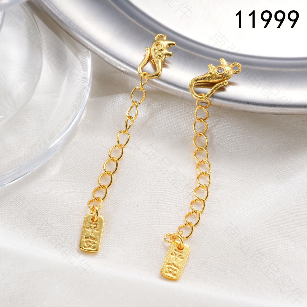 Copper-plated 18k high color retention, zirconium-inlaid elephant buckle, extended chain bracelet, pearl necklace, buckle head, DIY jewelry accessories pic 9