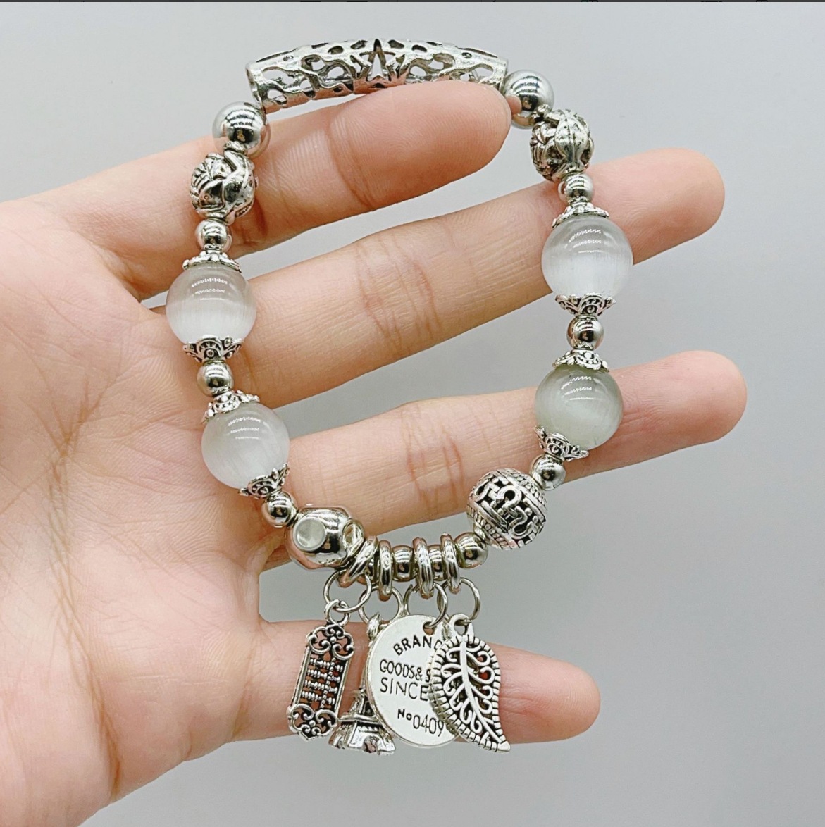 新中式爆款古风叠戴手镯手链国潮平安锁流苏抽拉可调节清冷感批发详情12