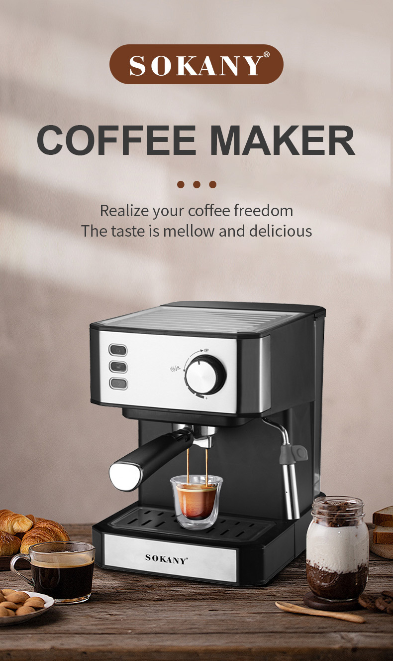 110V cross-border consignment Italian household coffee extraction machine, office steam milk foam semi-automatic integrated machine pic 1