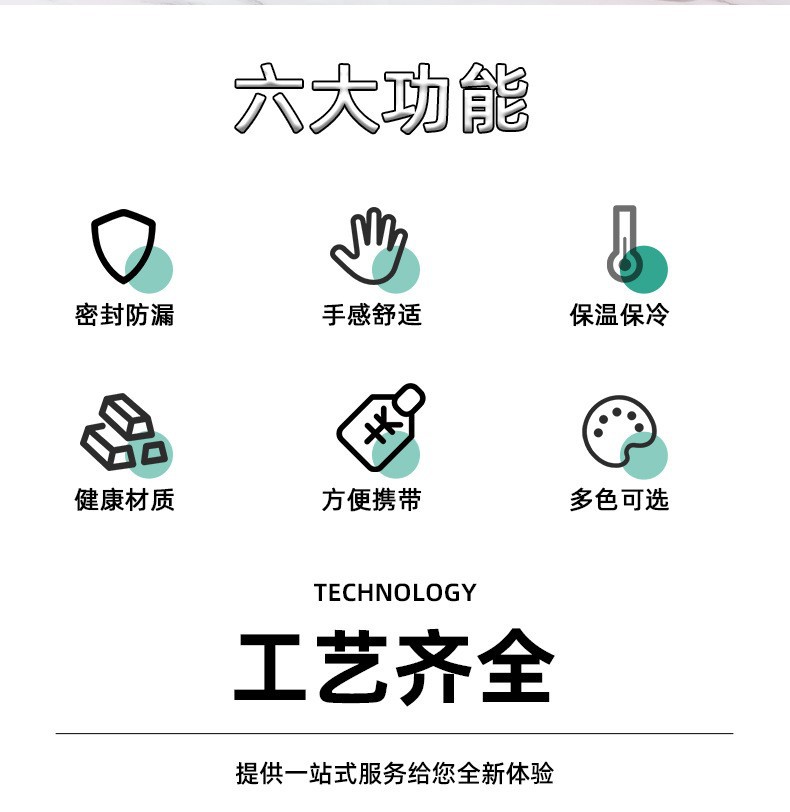 亚马逊304不锈钢保温杯美式小口瓶户外运动水杯大容量磨砂漆水瓶详情2