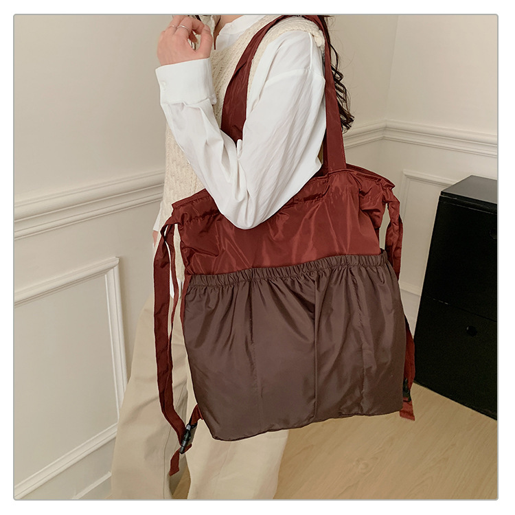 新款单肩包托特双肩折叠包手提简约通勤大容量时尚便携详情30