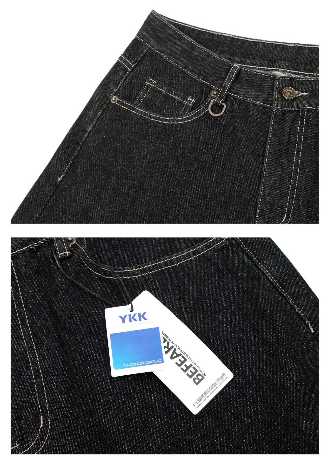 befearless美式复古原牛七分牛仔裤男女夏季潮牌宽松廓形休闲短裤详情5