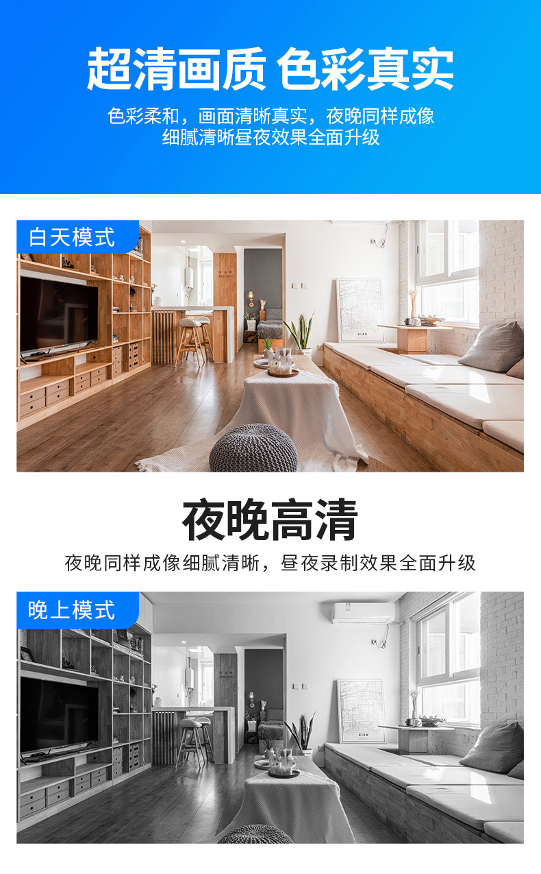 W10跨境电商无线摄像头监控手机WiF远程监控器家用超清网络摄像机详情2