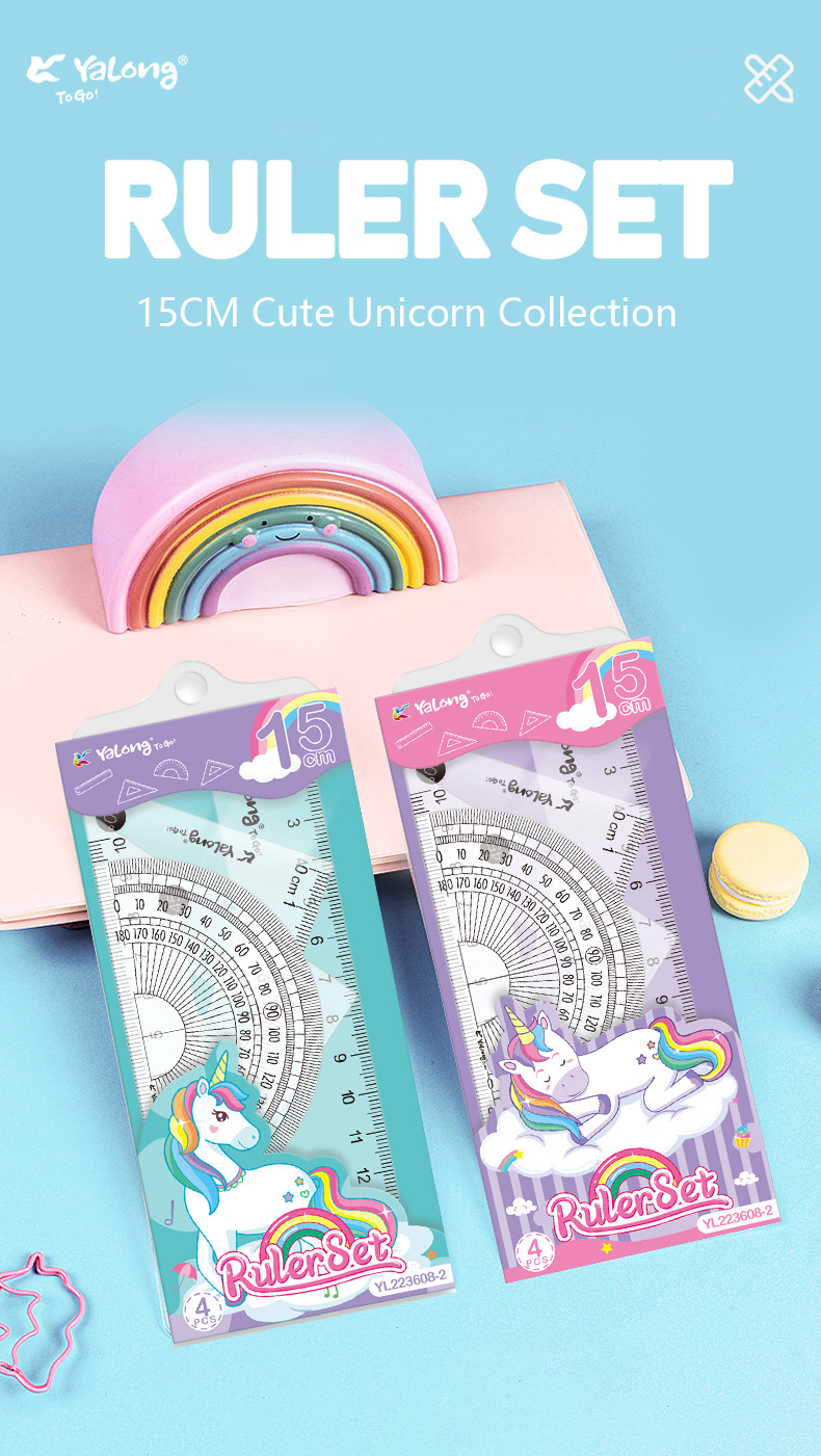 Yalong Cross-border Wholesale 15 cm computer resin rulers, student stationery geometric rulers, school multi-size rulers pic 1