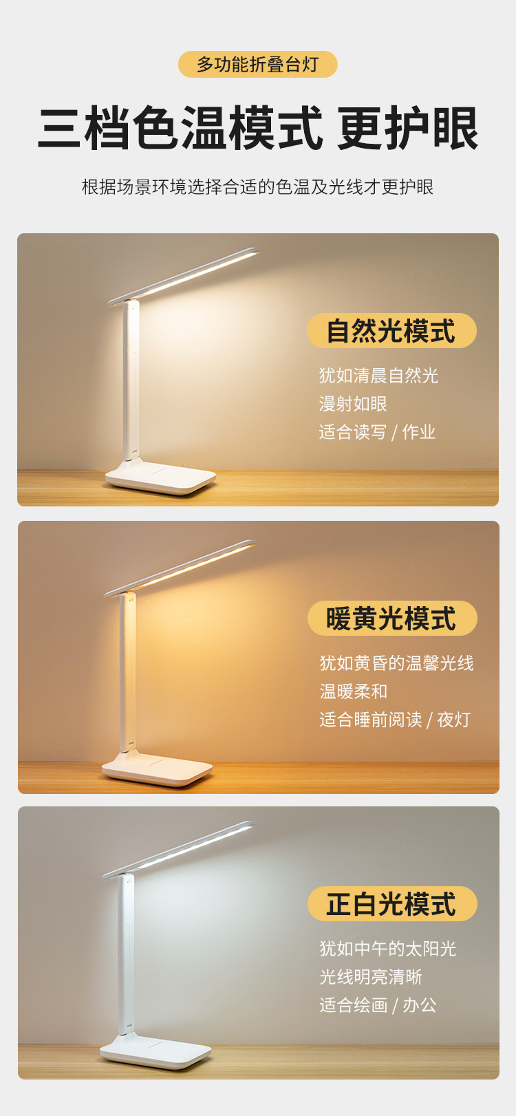 led folding desk lamp, eye-protecting bedside lamp, special atmosphere for student study, usb night light, bedroom and dormitory reading light pic 11