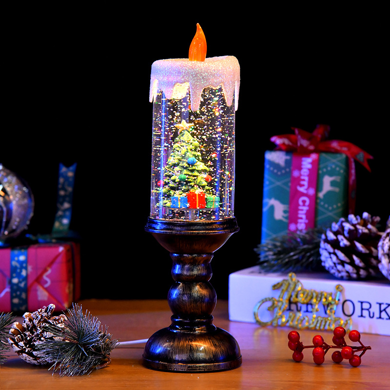 圣诞中号注水蜡烛创意小风灯夜灯摆件圣诞礼物圣诞元素内景带音乐详情12