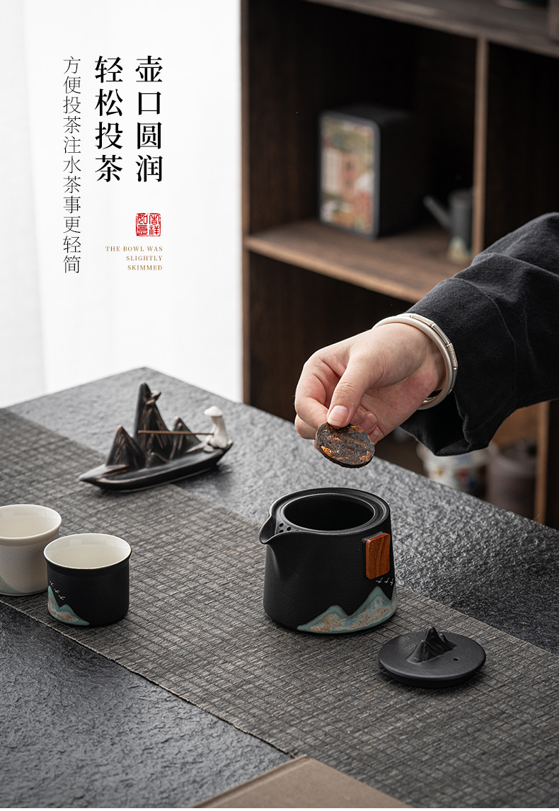 千里江山快客杯陶瓷商务礼品套装公司节庆伴手礼活动送客礼品套装详情10