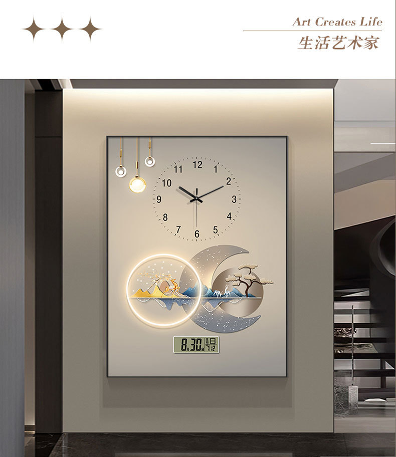 电表箱高级感装饰画钟表配电箱盒遮挡电闸挂画免打孔带时钟万年历详情11