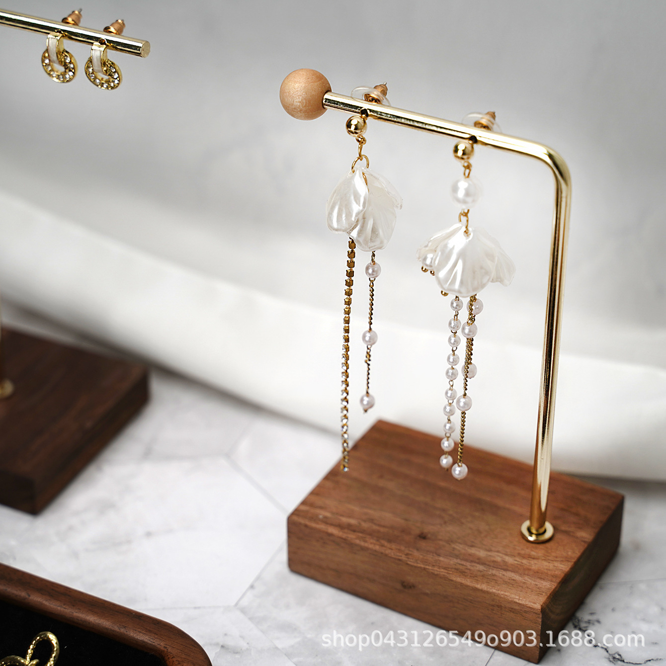 实木首饰托盘木质珠宝收纳盘展示托架饰品摆盘珠宝道具定制组合套详情11