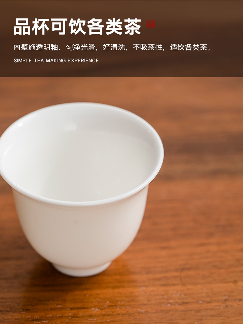 Dehua jade white porcelain tea set, household tea pot, lid, bowl, tea cup, tea tray, complete set of Gongfu tea sets pic 20
