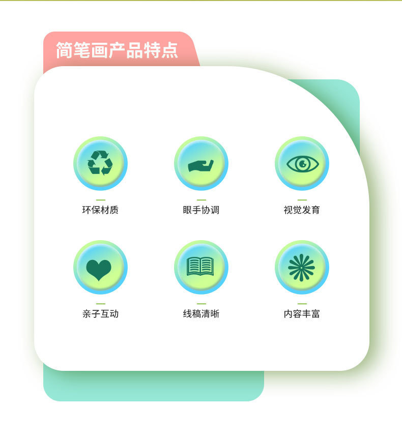 早教3+儿童分步控笔训练简笔画动手动脑启蒙学画画线条临摹图跨境证书齐全卡片英文详情3