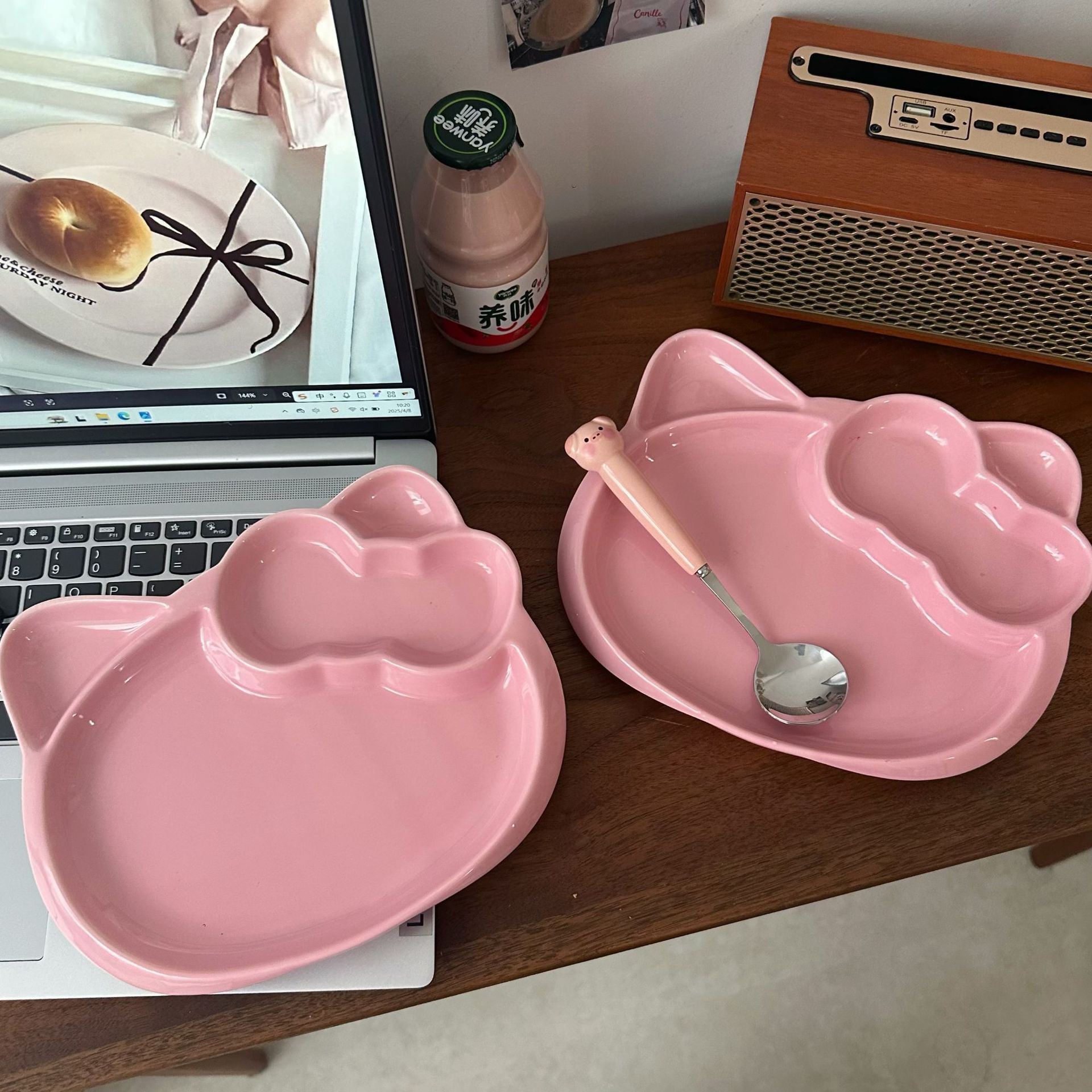 Cute cartoon cat ceramic creative compartments tableware, high appearance level, breakfast fruit salad pose, irregular plates pic 8