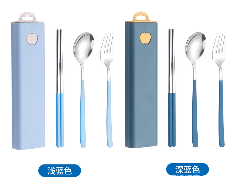 可定制304不锈钢韩式勺子叉子筷子便携餐具套装学生户外公司餐具详情9