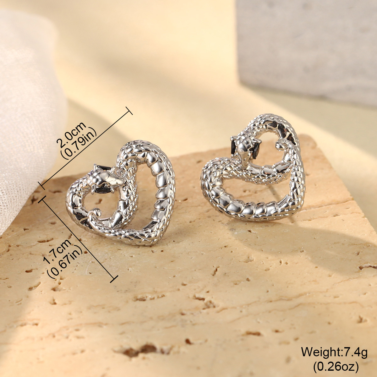 French geometric metal minimalist earrings with an irregular texture, white lava ring and enamel adjustable joints pic 23