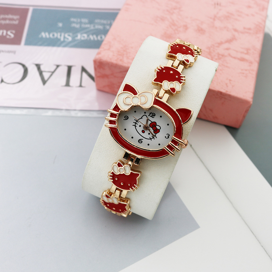 时尚KT猫卡通手表女学生手表儿童可爱手表手链表现货批发厂家热销详情3