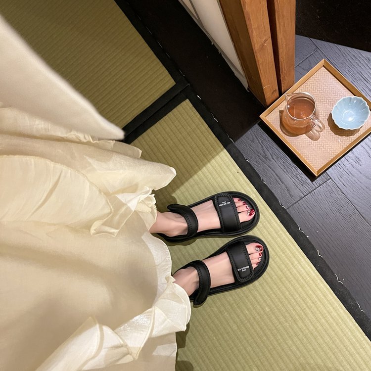 运动凉鞋女2024年夏季新款时尚魔术贴休闲平底凉鞋女士防滑沙滩鞋详情6