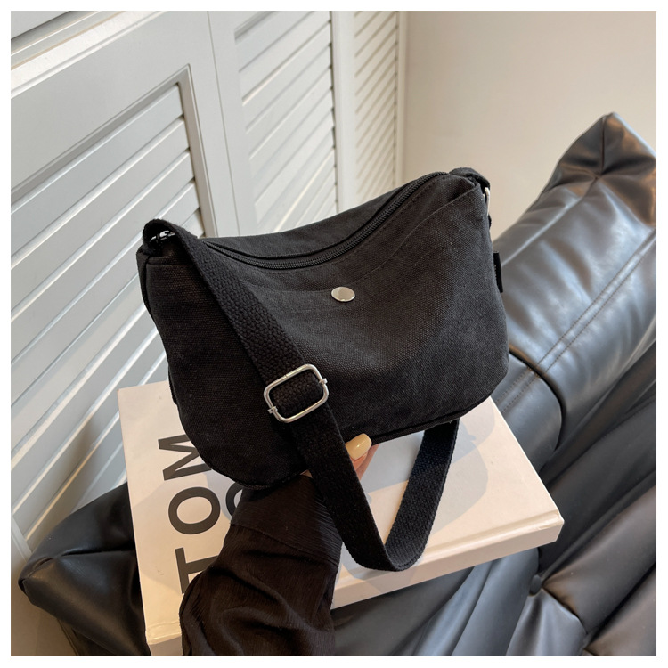 跨境日系帆布小挎包手机包2024新款简约纯色休闲单肩斜挎包小布包详情21